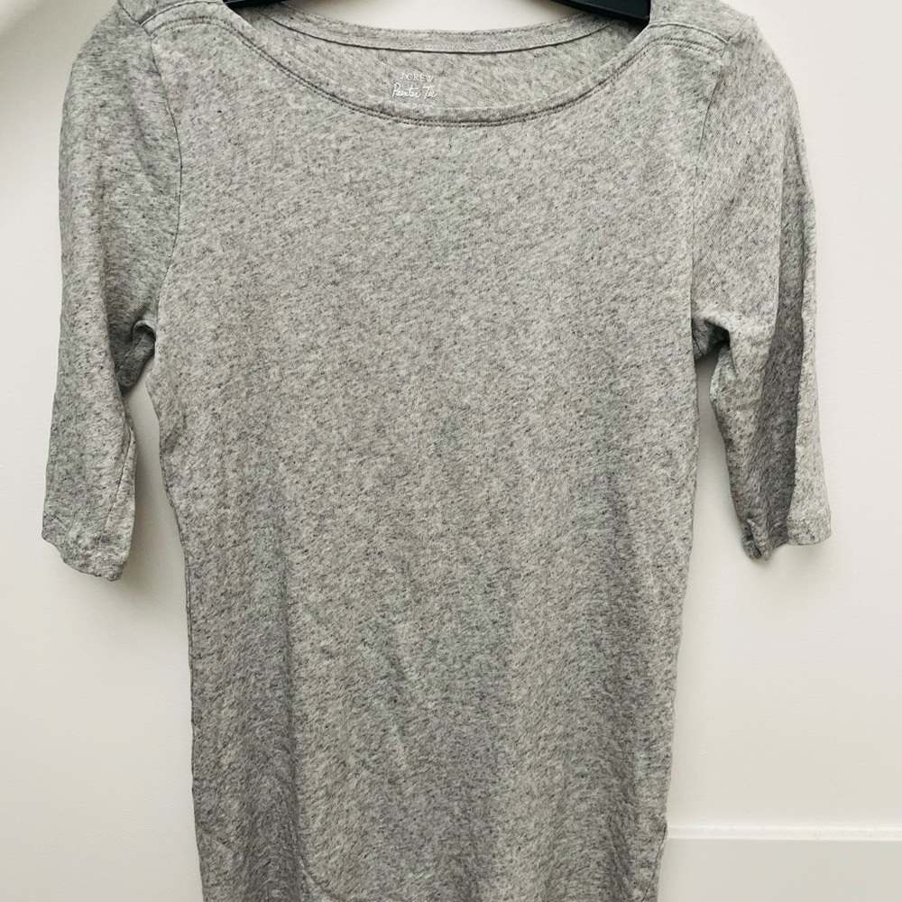 Gray 3/4 Sleeve Boat neck cotton top